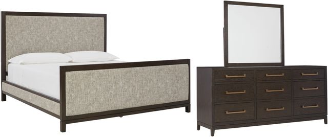 Signature Design by Ashley® Burkhaus 3-Piece Brown Queen Upholstered Bed Set-0