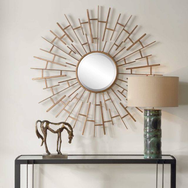 Uttermost® Tangled Antiqued Golden Bronze Round Mirror-1