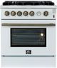 FORNO® Giovanni Series Alta Qualita 30" White and Antique Brass Pro Style Gas Range-0