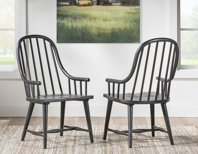 Legacy Classic Vintage Market Kettle Black Windsor Dining Arm Chair-2