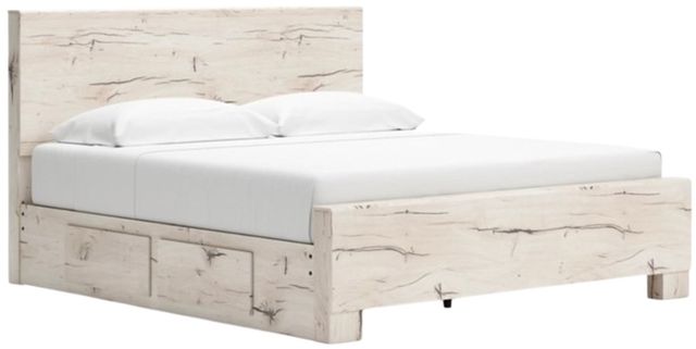 Benchcraft® Lawroy Light Natural King Panel Bed with 2-Drawer Storage-0
