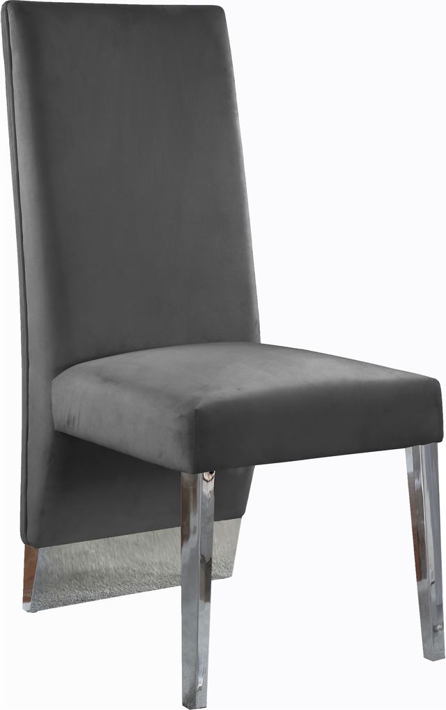 Meridian Furniture Porsha Gray/Chrome Velvet Dining Chair-0