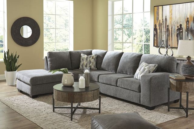 Benchcraft® Dalhart 2-Piece Charcoal Left-Arm Facing Sofa Sectional and Chaise-3
