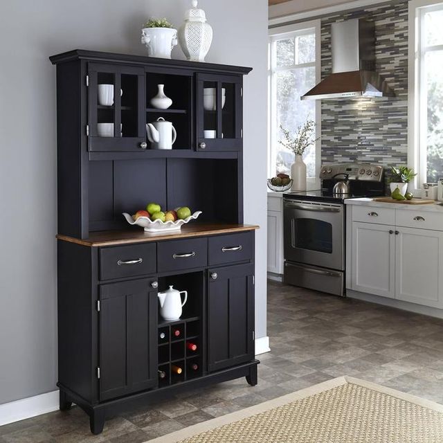 homestyles® Buffet Of Buffets Black/Cottage Oak Server with Hutch-1