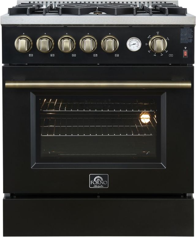FORNO® Giovanni Series Alta Qualita 30" Black Pro Style Gas Range-0