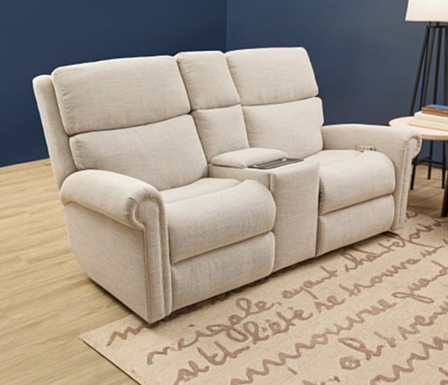 Flexsteel® Customizable Bernard Fabric Power Reclining Loveseat with Console, Headrest and Lumbar-2