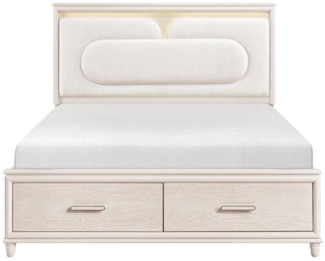 Homelegance® Montrose White Queen Platform Bed with Footboard Storage-2