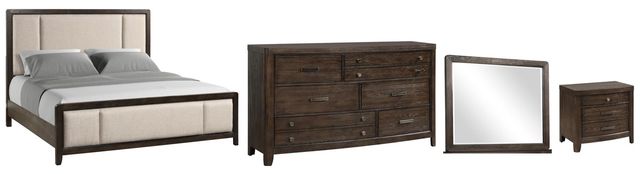 Bernards Fulton 4-Piece Dark Brown Queen Panel Bed Set-0