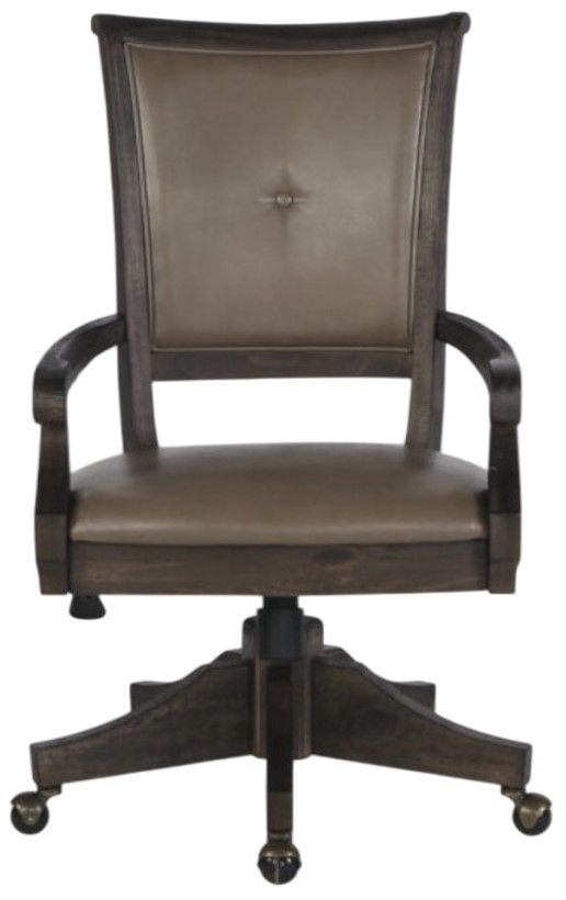 Magnussen Home® Sutton Place Weathered Charcoal Gray Upholstered Swivel Chair-2
