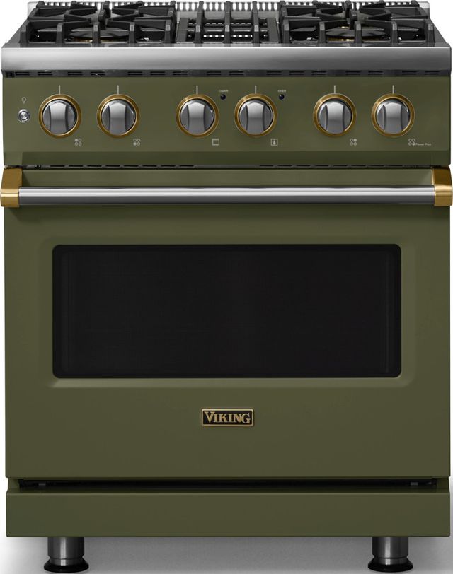 Viking® 5 Series 30" Martini Pro Style Dual Fuel (NG) Range with Brushed Brass Trim-0