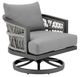 Armen Living Zella Gray Aluminum/Fabric/Rope Outdoor Swivel Arm Chair-0