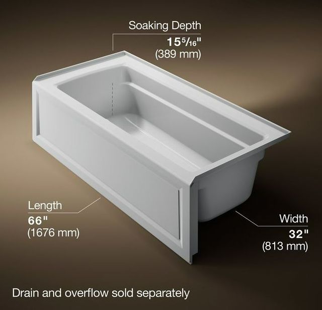 KOHLER® Archer® Ice Gray 66" x 32" Alcove Bath with Bask® Heated Surface - Right Drain-3