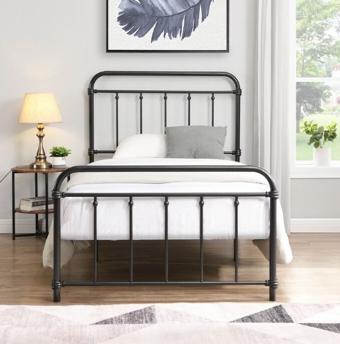 Milton Greens Stars Black Twin Metal Farmhouse Classic Platform Bed-2
