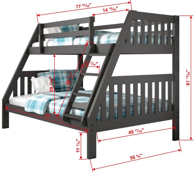 Donco Kids Austin Mission Dark Gray Youth Twin/Full Mission Bunkbed-2