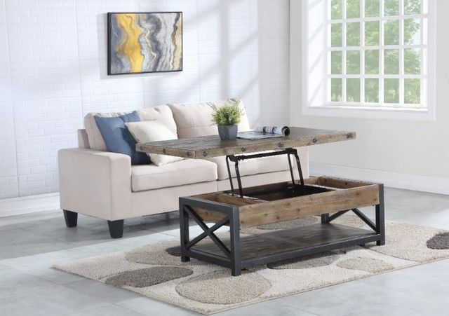 Flexsteel® Carpenter Light Brown Lift-Top Coffee Table with Black Base-1