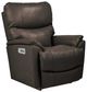 La-Z-Boy® Trouper Gray Leather Power Rocking Recliner with Headrest-0