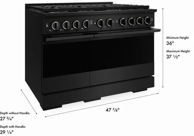 ZLINE Marino 48" Black Stainless Steel Pro Style Dual Fuel Range with 8-Burner DuoPro™ Cooktop and Electric Convection Oven-2