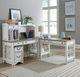 Liberty Furniture Magnolia Manor 5-Piece Antique White/Weathered Bark L-Shaped Office Desk Set-1