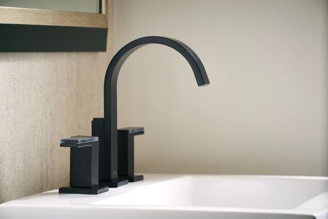 Brizo Siderna® Matte Black Widespread Lavatory and Bidet Solar Gray Glass Lever Handle Kit-2