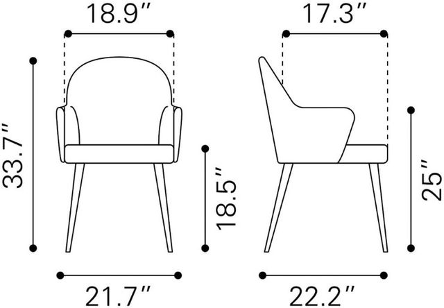 Zuo® Modern Silloth Gray/Black Dining Arm Chair-2
