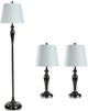 Stylecraft 3-Piece Blacked Nickel/White Lamp Set-0