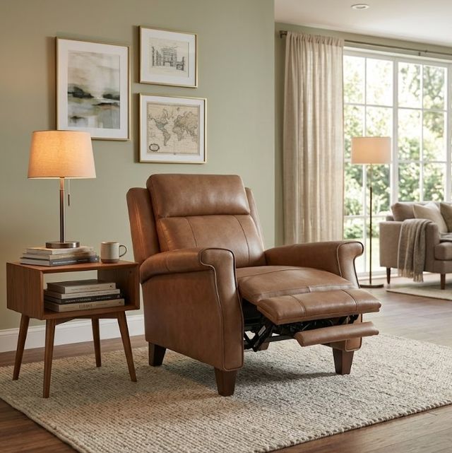 Liberty Furniture Raleigh York Chestnut Leather Manual Pushback Recliner-2