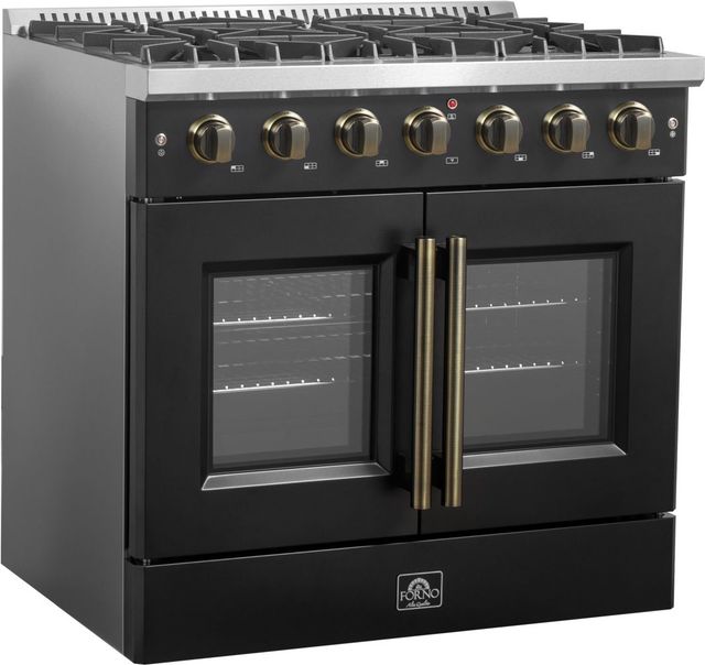 FORNO® Galiano Series Alta Qualita 36" Black Pro Style Gas Range-1