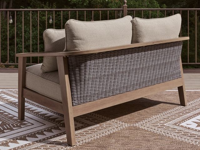 Signature Design by Ashley® Francis Beach Gray/Natural Aluminum/Fabric/Wicker Outdoor Loveseat-4