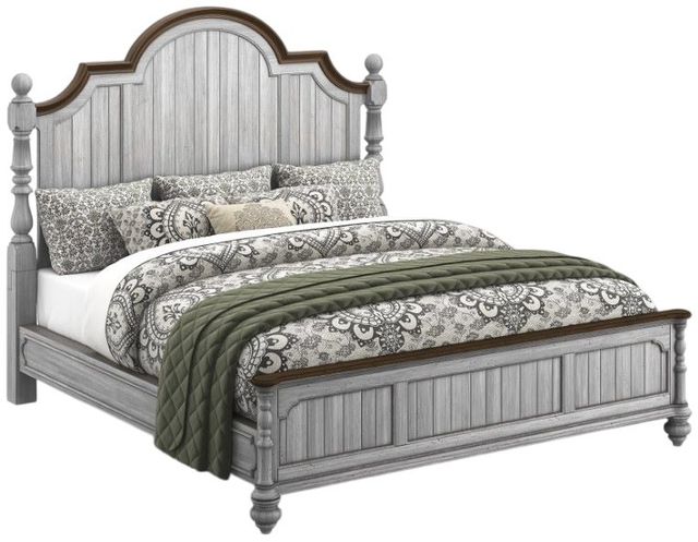 Flexsteel® Plymouth® Distressed Graywash King Panel Bed-0