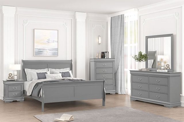 Furniture of America® Louis Philippe 4-Piece Gray Queen Bedroom Set-0