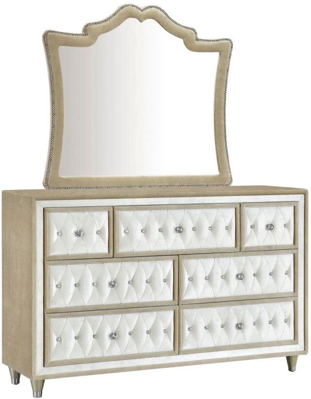 Coaster® Antonella Camel/Ivory 7-Drawer Upholstered Dresser and Mirror-0
