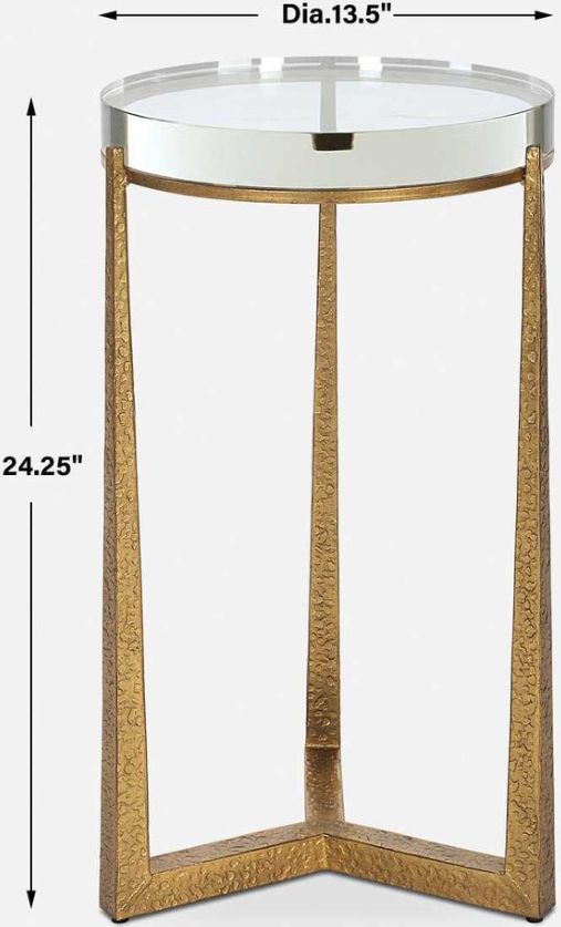 Uttermost® Midas Glass Top End Table with Antique Gold Base-2