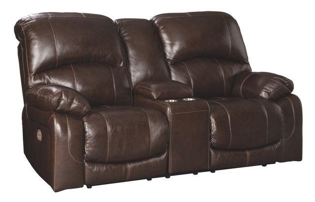Signature Design by Ashley® Hallstrung Chocolate Power Reclining Loveseat-0
