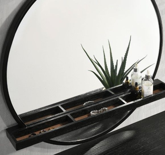 Coaster® Arini Black Vanity Wall Mirror with Shelf-2