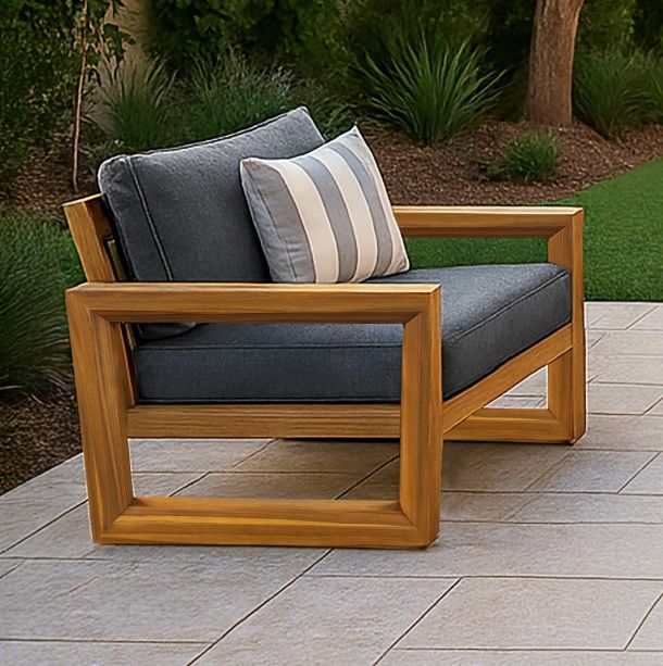 New Classic® Home Furnishings Bristol Bay Gray/Natural Fabric/Wood Outdoor Patio Club Chair-1