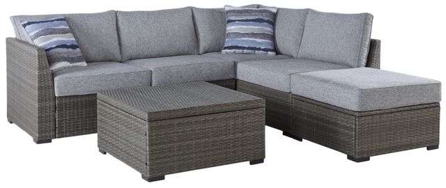 Signature Design by Ashley® Petal Road 4-Piece Gray Aluminum/Fabric Outdoor Conversation Set