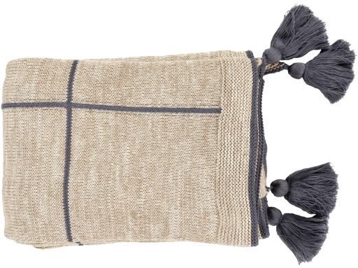 Surya Fleck Denim/Camel 50"x60" Throw Blanket-0
