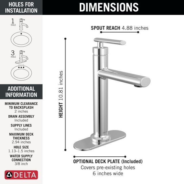 Delta Altado™ Chrome Single Handle Bathroom Faucet-1