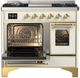 Ilve® Majestic III 40" Antique White Pro Style Dual Fuel Liquid Propane Range with Triple Glass Door and Brass Trim-3