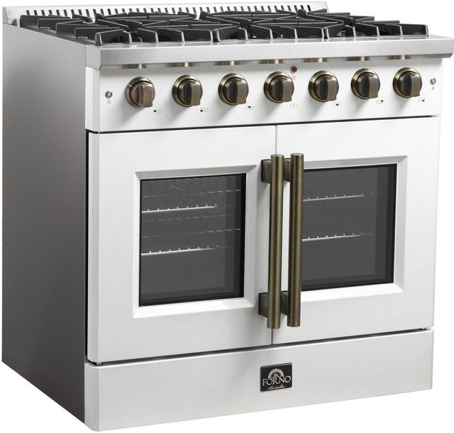 FORNO® Galiano Series Alta Qualita 36" White Pro Style Gas Range-1