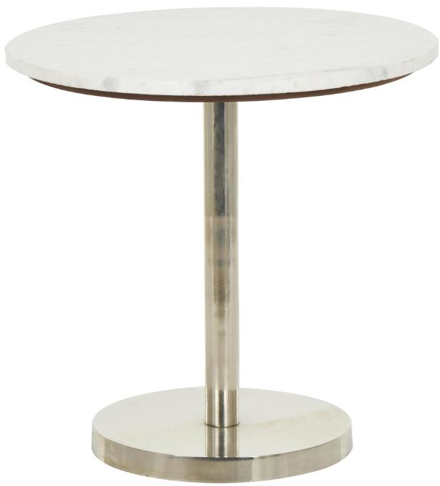 Deco Marche White Accent Table with Silver Base-0