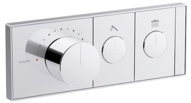 KOHLER® Anthem® Polished Chrome 2-Outlet Recessed Mechanical Thermostatic Valve Control-0