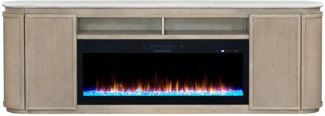 Bernards Pagosa 2-Piece Beige Marble-Top Fireplace Console with 50" Crystals Set-0