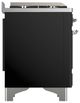 Ilve® Majestic III 36" Glossy Black Pro Style Dual Fuel Liquid Propane Range with Triple Glass Door and Chrome Trim-4