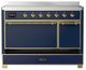 Ilve® Majestic III 48" Midnight Blue Pro Style Induction Range with Solid Door and Brass Trim-2