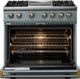 Viking® 5 Series 36" Novembery Sky Pro Style Dual Fuel (NG) Range with Brushed Brass Trim-1