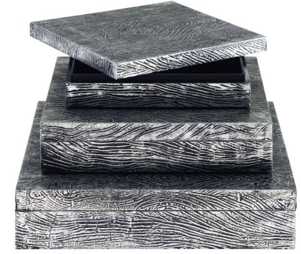 Signature Design by Ashley® Keldy 3-Piece Antique Pewter Box Set