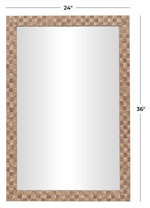 Deco Marche Brown Rectangular Wall Mirror with Checkered Frame -3