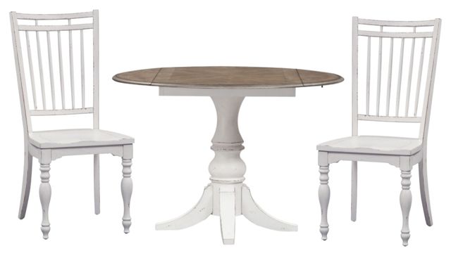 Liberty Furniture Magnolia Manor 3-Piece Antique White/Weathered Bark Optional Drop Leaf Dining Set-0