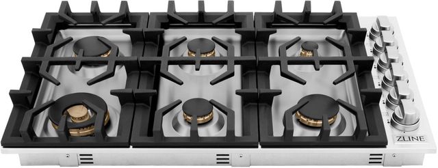 ZLINE 36" Stainless Steel Gas Cooktop with 6 Brass Burners-0